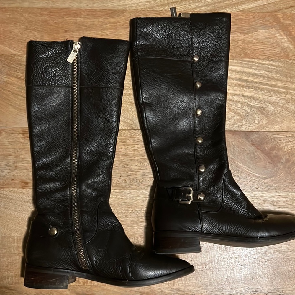 Michael Kors Brown Leather Riding Boots Size 5.5 Gold Studded